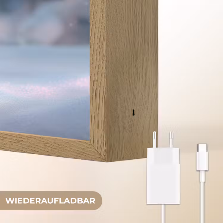 Ijsbeerwelp - Sneeuw - Lichtjes - Kroon Light Box met batterij (Wandlamp kind) middel -USP_websiteoplaadbaarDE