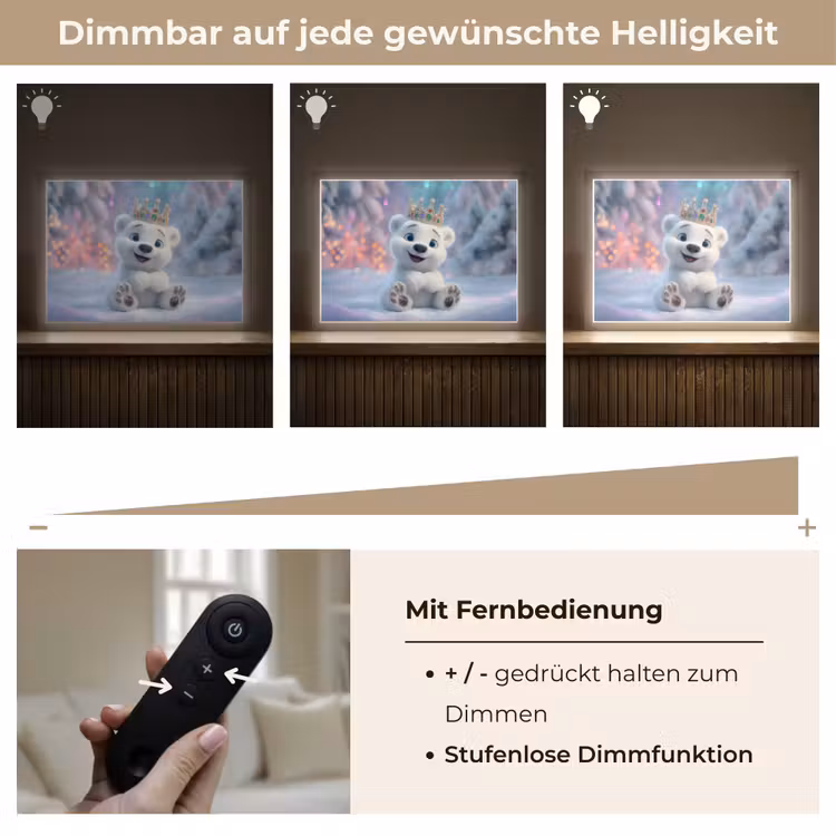 Ijsbeerwelp - Sneeuw - Lichtjes - Kroon Light Box met batterij (Wandlamp kind) middel -USP_dimbaarDE