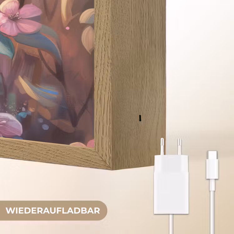 IJsvogel - Sprookjesbos - Roze - Bloemen Light Box met batterij (Wandlamp kind) middel -USP_websiteoplaadbaarDE