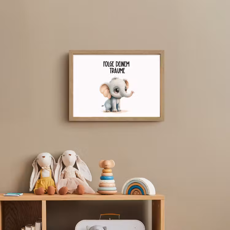 Olifant - Volg je dromen - Quote - Dier Light Box met batterij (Wandlamp kind) middel -sfeer2_kind