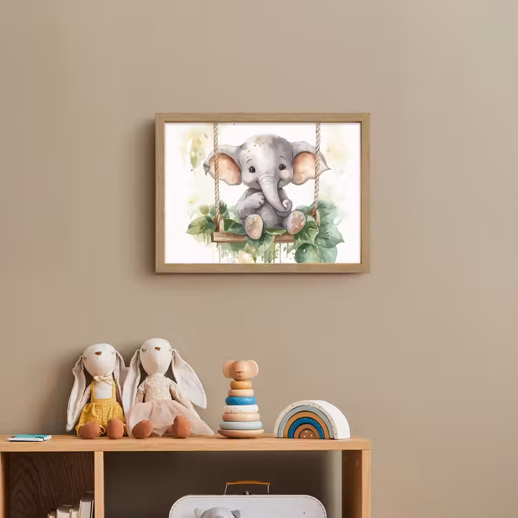 Olifant - Dier - Kinderen - Jungle Light Box met batterij (Wandlamp kind) middel -sfeer2_kind