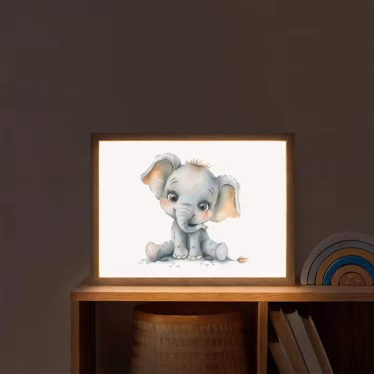 Olifant - Baby dier Light Box met batterij (Wandlamp kind) middel -sfeer1_kind