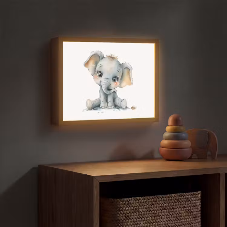 Olifant - Baby dier Light Box met batterij (Wandlamp kind) middel -sfeer5_kind