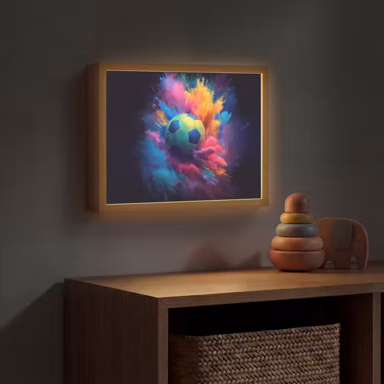 Explosie - Kleurrijk - Voetbal - Abstract Light Box met batterij (Wandlamp kind) middel -sfeer5_kind