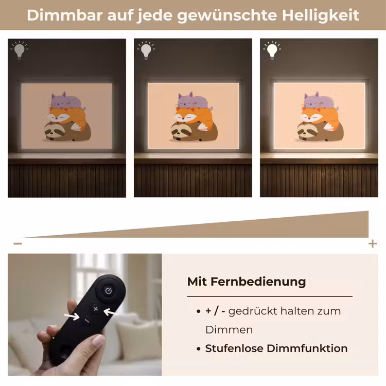 Luiaard - Vos - Kat - Slaperig Light Box met batterij (Wandlamp kind) middel -USP_dimbaarDE