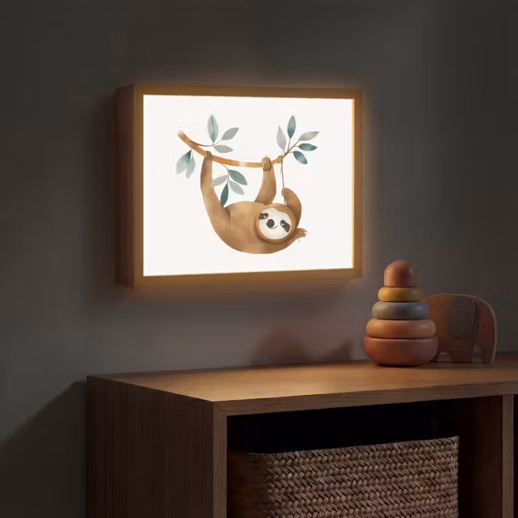 Luiaard - Dier - Jungle dieren Light Box met batterij (Wandlamp kind) middel -sfeer5_kind