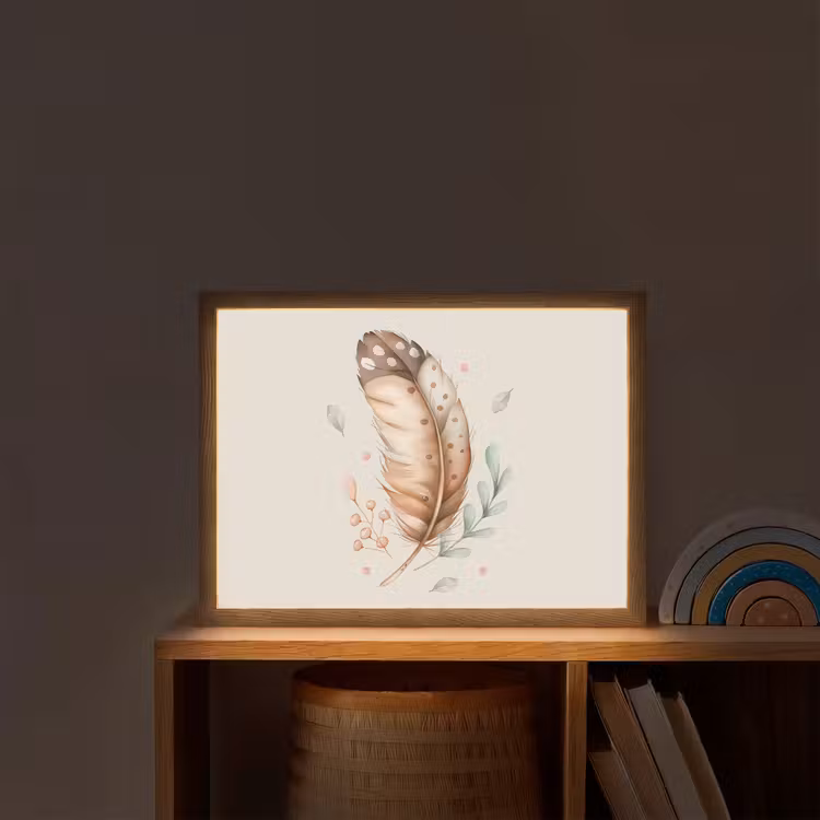 Veer - Bohemian - Boho - Pastel kleuren Light Box met batterij (Wandlamp kind) middel -sfeer1_kind