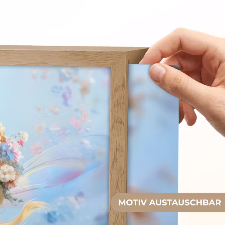 Fee - Bloemen - Sprookje - Blauw Light Box met batterij (Wandlamp kind) middel -USP_websiteprintDE