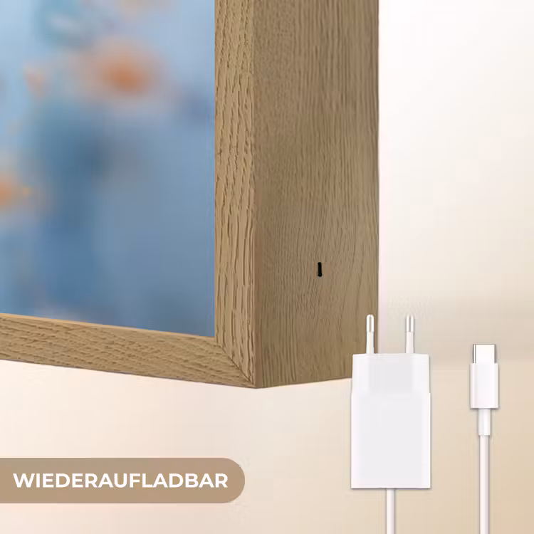 Fee - Bloemen - Sprookje - Blauw Light Box met batterij (Wandlamp kind) middel -USP_websiteoplaadbaarDE