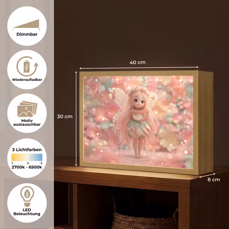 Fee - Bloemen - Roze Light Box met batterij (Wandlamp kind) middel -USP_websiteoverzichtDE