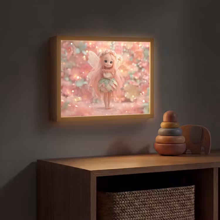 Fee - Bloemen - Roze Light Box met batterij (Wandlamp kind) middel -sfeer5_kind
