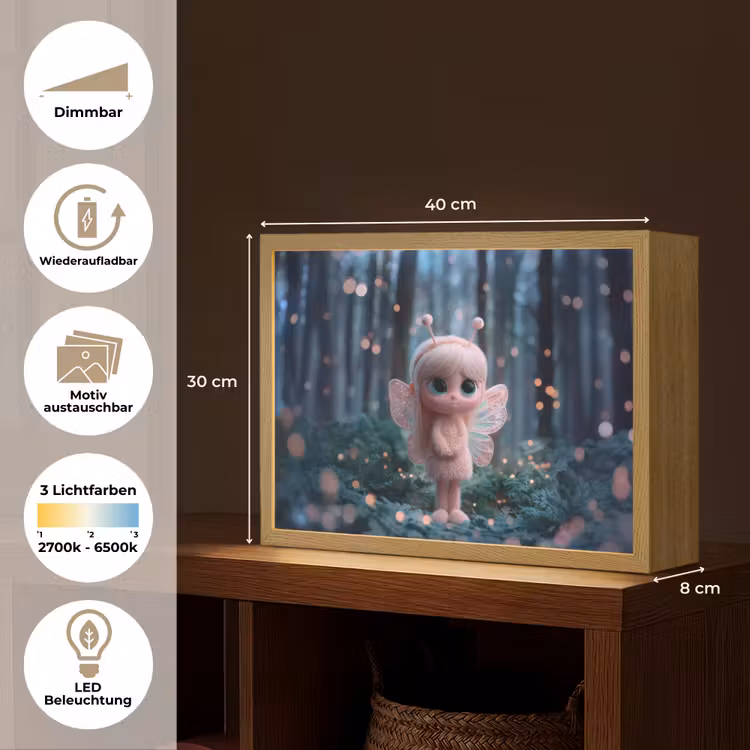 Elfje - Cartoon - Bos - Lichtjes Light Box met batterij (Wandlamp kind) middel -USP_websiteoverzichtDE