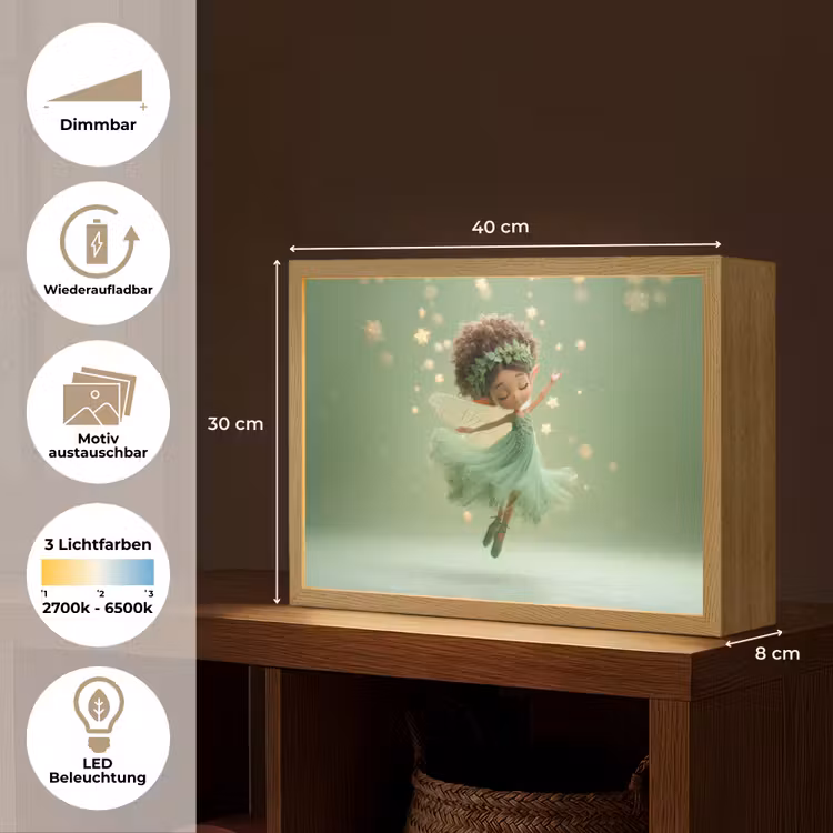 Fee - Groen - Sprookje - Sterren Light Box met batterij (Wandlamp kind) middel -USP_websiteoverzichtDE
