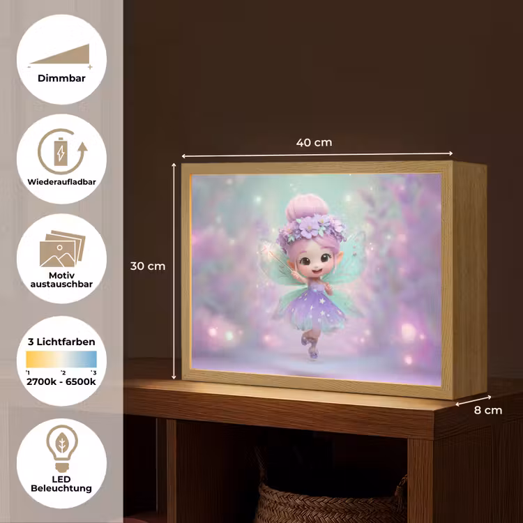 Fee - Paars - Sprookje Light Box met batterij (Wandlamp kind) middel -USP_websiteoverzichtDE