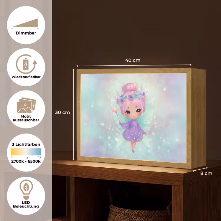 Fee - Paars - Glinsters Light Box met batterij (Wandlamp kind) middel -USP_websiteoverzichtDE