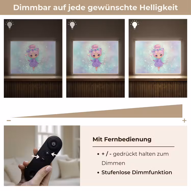 Fee - Paars - Glinsters Light Box met batterij (Wandlamp kind) middel -USP_dimbaarDE