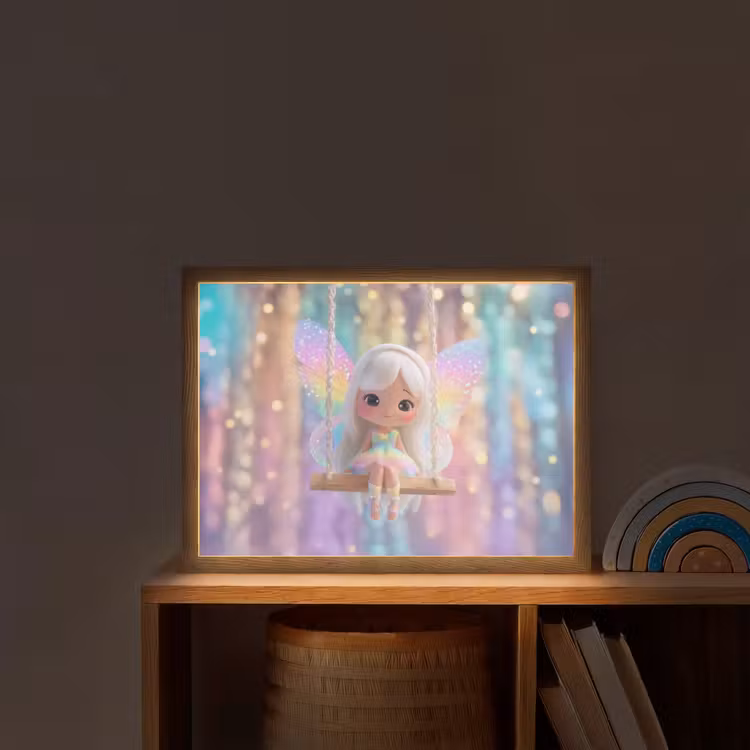 Fee - Schommel - Paars - Glinsters Light Box met batterij (Wandlamp kind) middel -sfeer1_kind