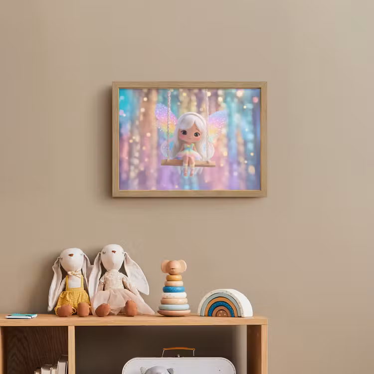 Fee - Schommel - Paars - Glinsters Light Box met batterij (Wandlamp kind) middel -sfeer2_kind