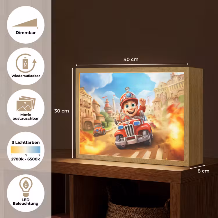 Brandweer - Jongens - Kinderen - Auto Light Box met batterij (Wandlamp kind) middel -USP_websiteoverzichtDE