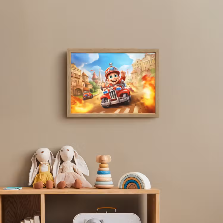 Brandweer - Jongens - Kinderen - Auto Light Box met batterij (Wandlamp kind) middel -sfeer2_kind