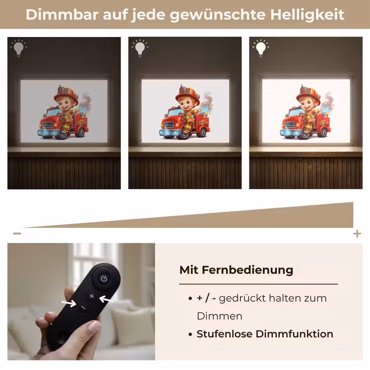 Brandweerwagen - Jongens - Kind - Rood Light Box met batterij (Wandlamp kind) middel -USP_dimbaarDE
