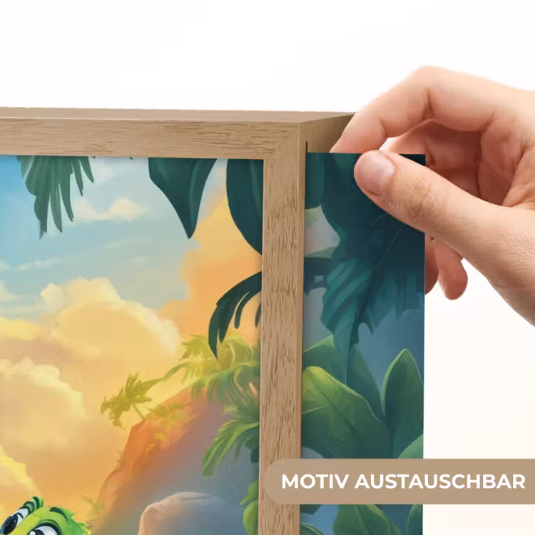 Flamingo - Dinosaurus - Strand - Kleurrijk Light Box met batterij (Wandlamp kind) middel -USP_websiteprintDE