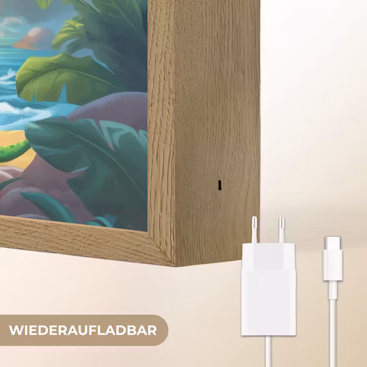 Flamingo - Dinosaurus - Strand - Kleurrijk Light Box met batterij (Wandlamp kind) middel -USP_websiteoplaadbaarDE