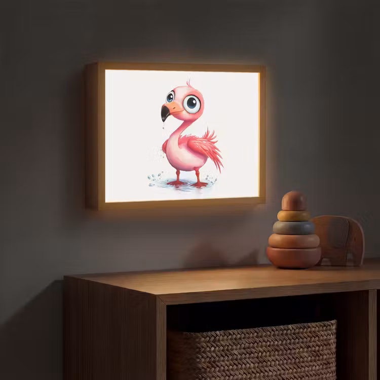 Flamingo - Roze - Water Light Box met batterij (Wandlamp kind) middel -sfeer5_kind