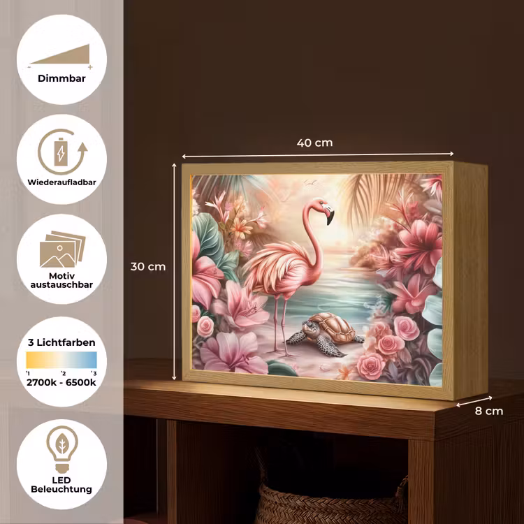 Flamingo - Schildpad - Roze Light Box met batterij (Wandlamp kind) middel -USP_websiteoverzichtDE