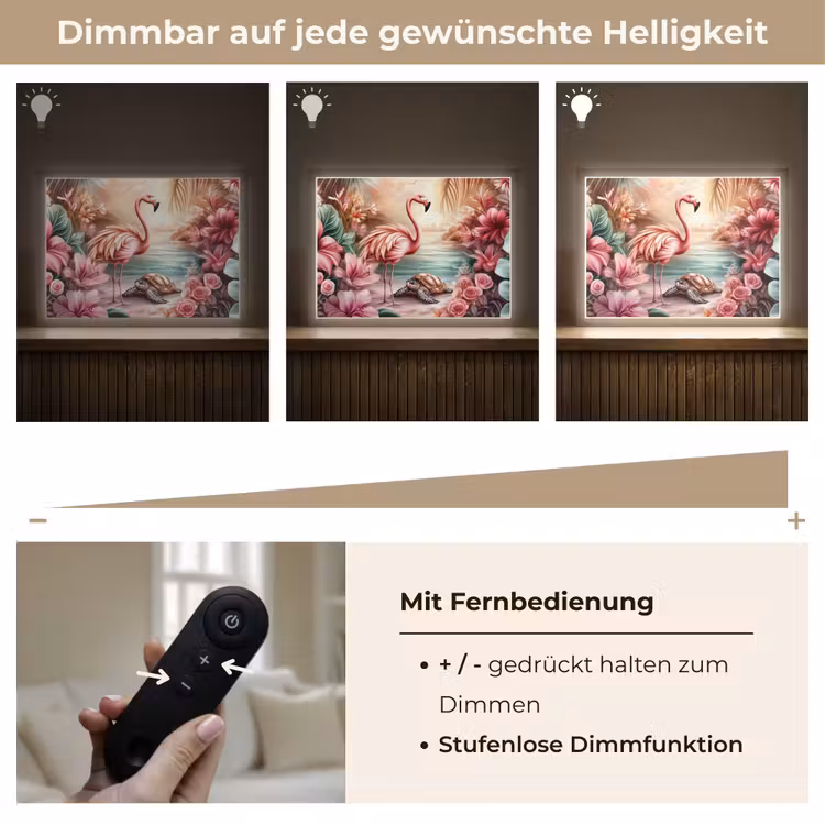 Flamingo - Schildpad - Roze Light Box met batterij (Wandlamp kind) middel -USP_dimbaarDE