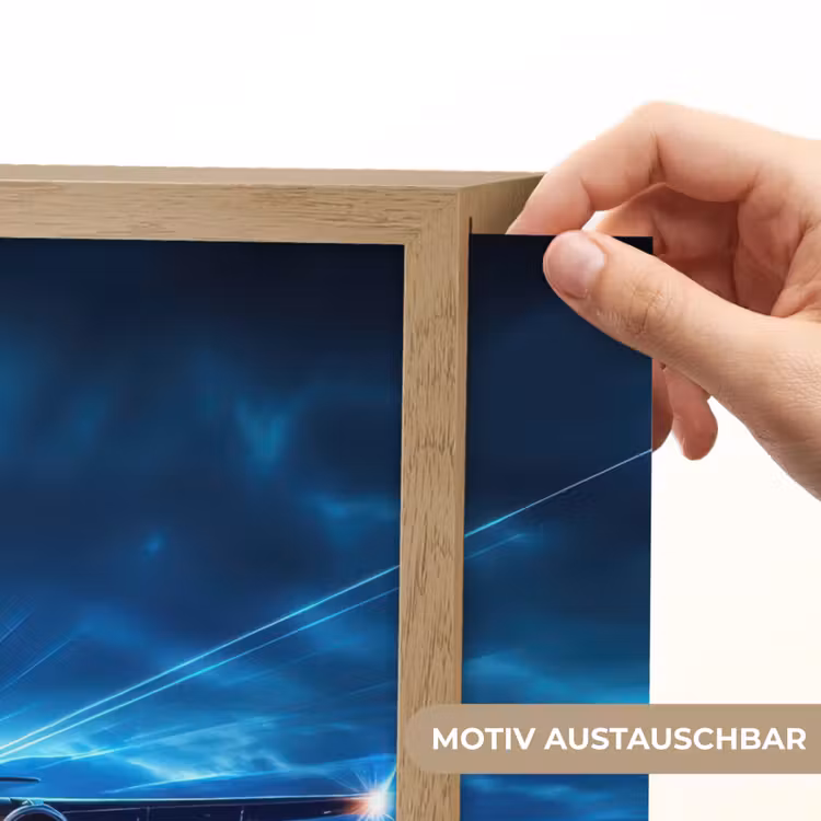Vliegtuig - Blauw - Futuristisch Light Box met batterij (Wandlamp kind) middel -USP_websiteprintDE