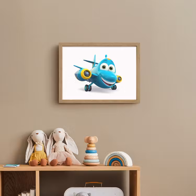 Vliegtuig - Blauw - Kinderen - Jongens Light Box met batterij (Wandlamp kind) middel -sfeer2_kind