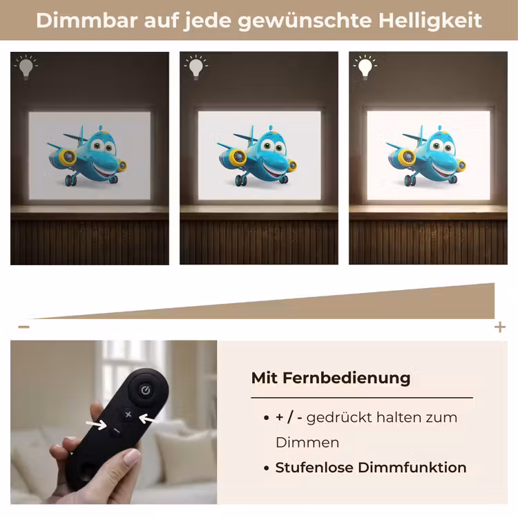 Vliegtuig - Blauw - Kinderen - Jongens Light Box met batterij (Wandlamp kind) middel -USP_dimbaarDE