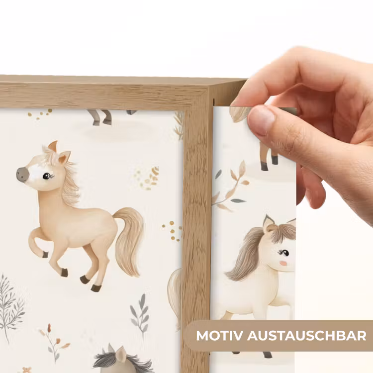 Veulens - Paard - Patroon - Beige Light Box met batterij (Wandlamp kind) middel -USP_websiteprintDE