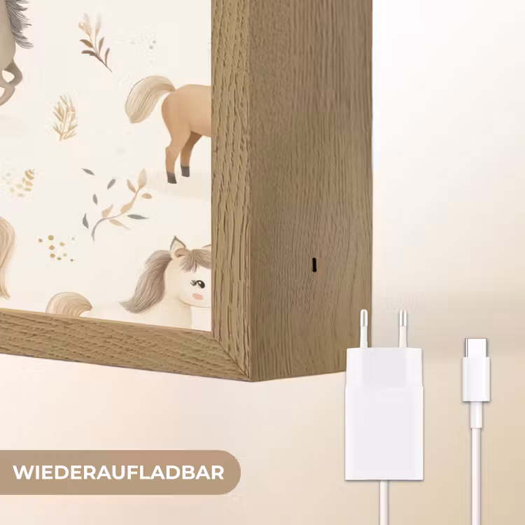 Veulens - Paard - Patroon - Beige Light Box met batterij (Wandlamp kind) middel -USP_websiteoplaadbaarDE