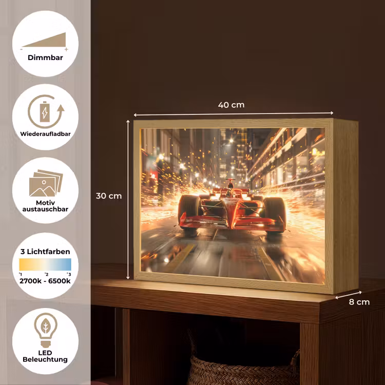 Formule 1 - Auto - Race - Goud - Jongens Light Box met batterij (Wandlamp kind) middel -USP_websiteoverzichtDE