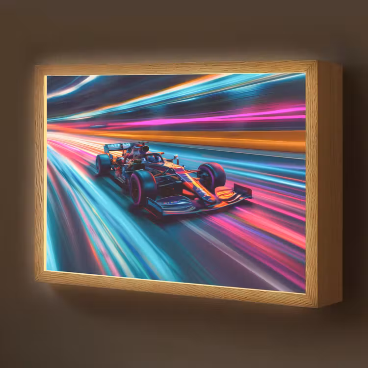 Formule 1 - Auto - Race - Jongens - Kleurrijk Light Box met batterij (Wandlamp kind) middel -z3d_website