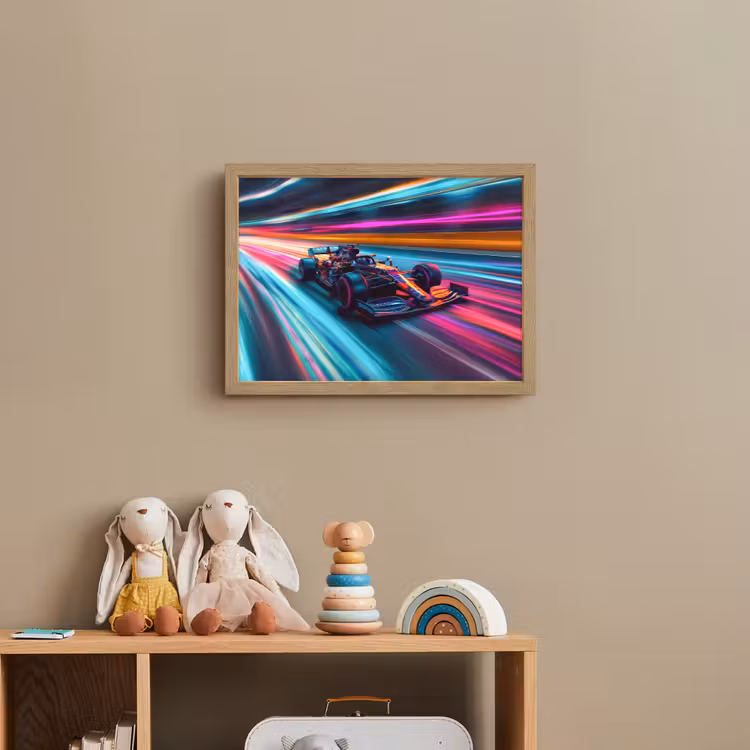 Formule 1 - Auto - Race - Jongens - Kleurrijk Light Box met batterij (Wandlamp kind) middel -sfeer2_kind