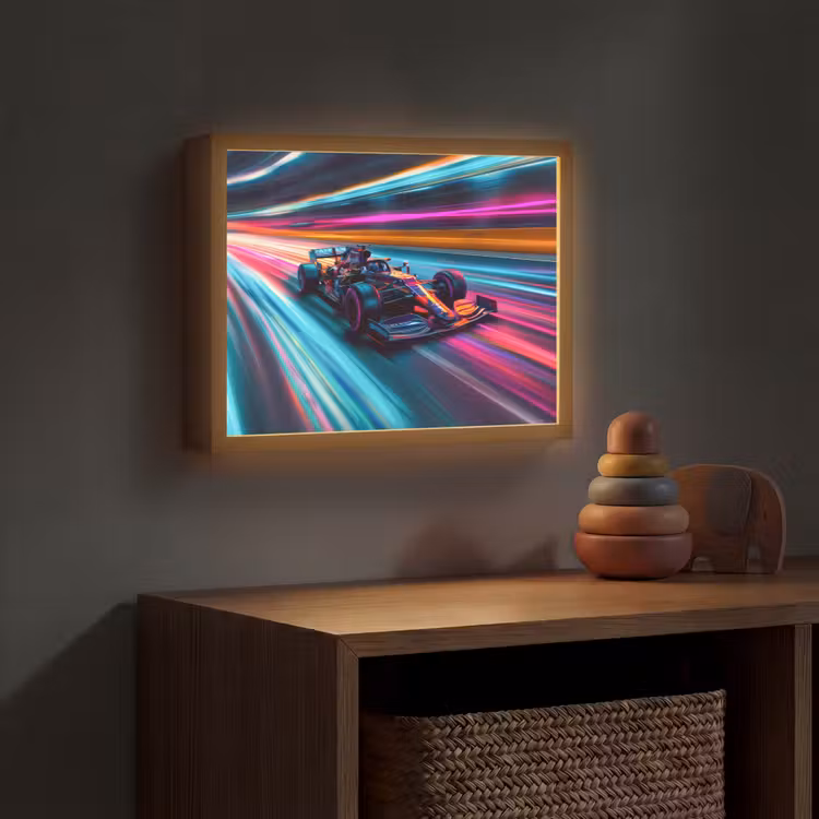Formule 1 - Auto - Race - Jongens - Kleurrijk Light Box met batterij (Wandlamp kind) middel -sfeer5_kind