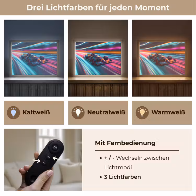Formule 1 - Auto - Race - Jongens - Kleurrijk Light Box met batterij (Wandlamp kind) middel -USP_lichtkleurDE