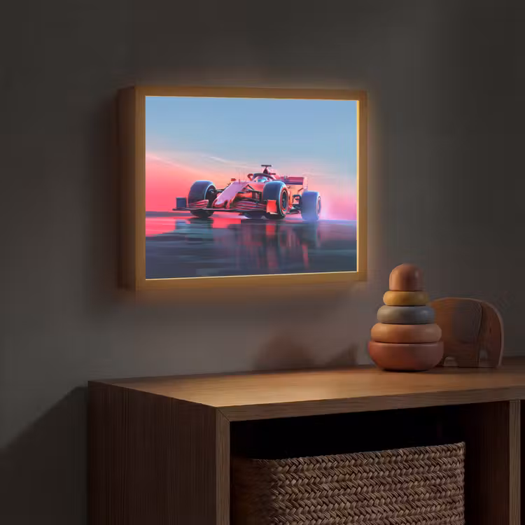 Formule 1 - Race - Auto - Jongens Light Box met batterij (Wandlamp kind) middel -sfeer5_kind