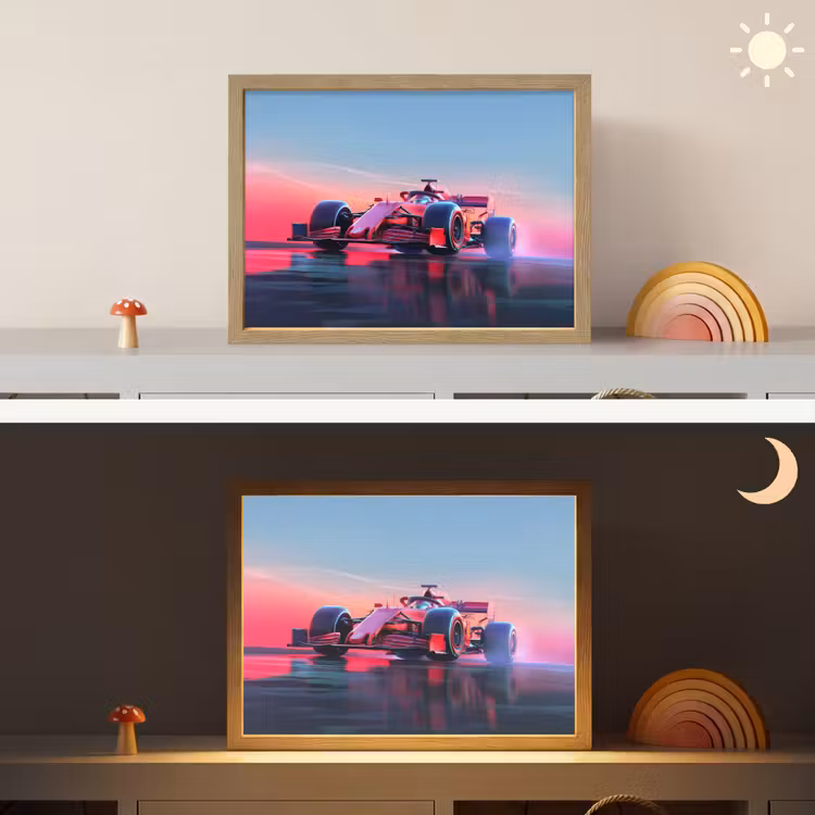 Formule 1 - Race - Auto - Jongens Light Box met batterij (Wandlamp kind) middel -sfeer3_kind
