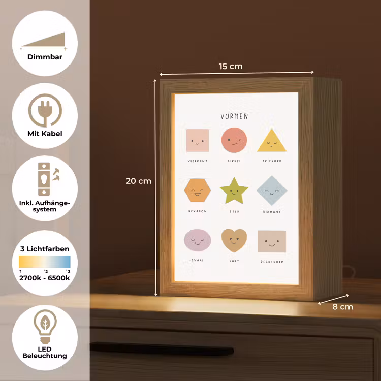 Vormen - Leren voor kinderen - Educatief - Kleuren Light Box met kabel (Wandlamp kind) klein -USP_overzichtDE