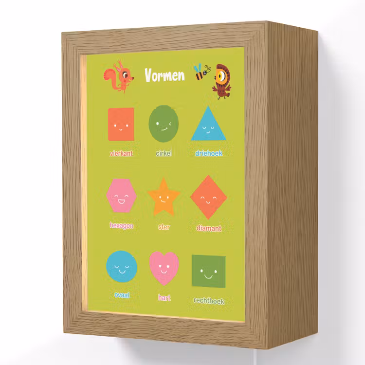 Vormen - Educatief - Leren voor kinderen - Groen Light Box met kabel (Wandlamp kind) klein -3d