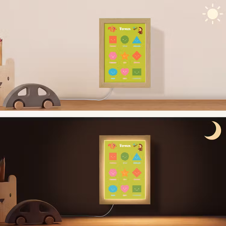 Vormen - Educatief - Leren voor kinderen - Groen Light Box met kabel (Wandlamp kind) klein -sfeer3_kind