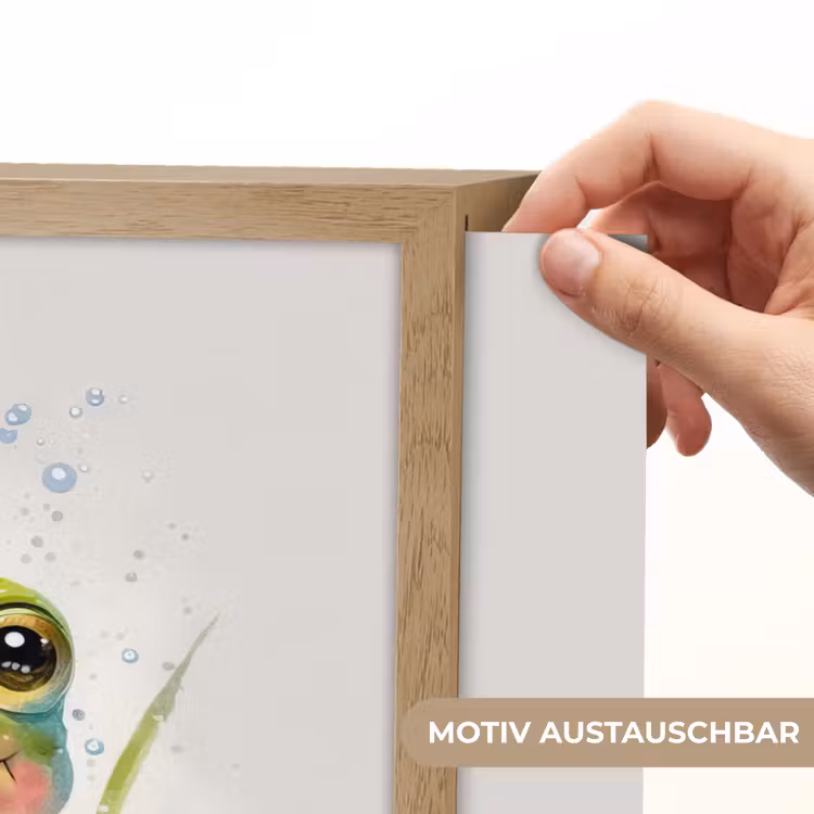 Kikker - Groen - Waterverf - Dieren - Jongen - Meisje Light Box met batterij (Wandlamp kind) middel -USP_websiteprintDE