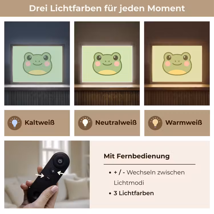 Kikker - Groen - Vriendelijkheid Light Box met batterij (Wandlamp kind) middel -USP_lichtkleurDE
