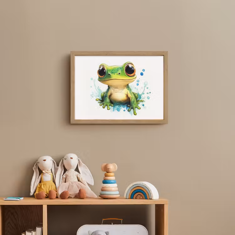 Kikker - Groen - Water - Dieren Light Box met batterij (Wandlamp kind) middel -sfeer2_kind