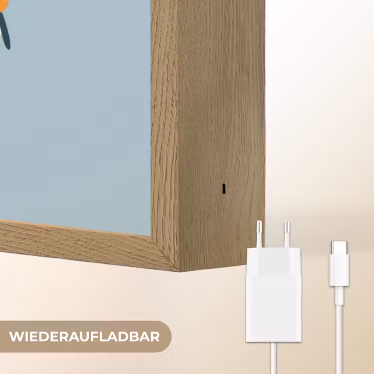 Vos - Vliegtuig - Blauw Light Box met batterij (Wandlamp kind) middel -USP_websiteoplaadbaarDE