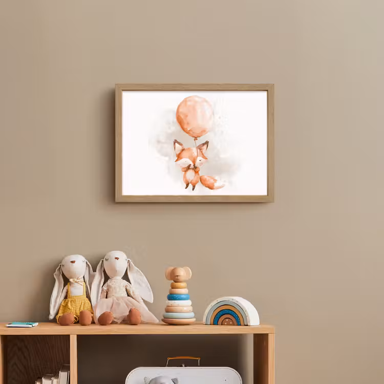 Vos - Pastel kleuren - Dier Light Box met batterij (Wandlamp kind) middel -sfeer2_kind